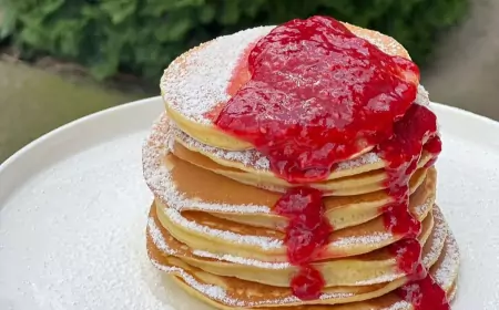 Вкусные панкейки на завтрак.