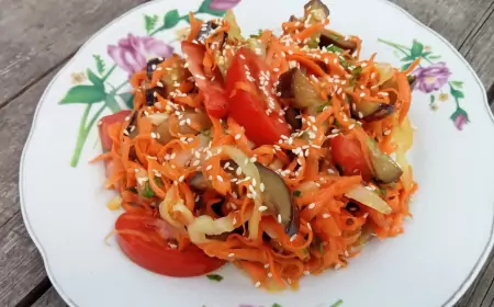 Очень вкусный салат с баклажанами