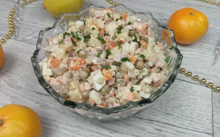 Оливье с копченой курицей на новогодний стол