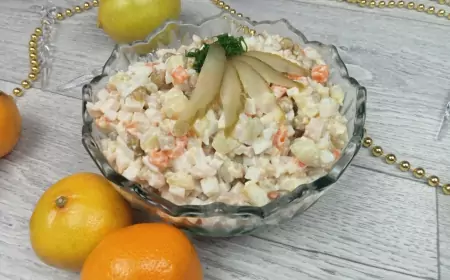 Оливье с кальмарами на новый год